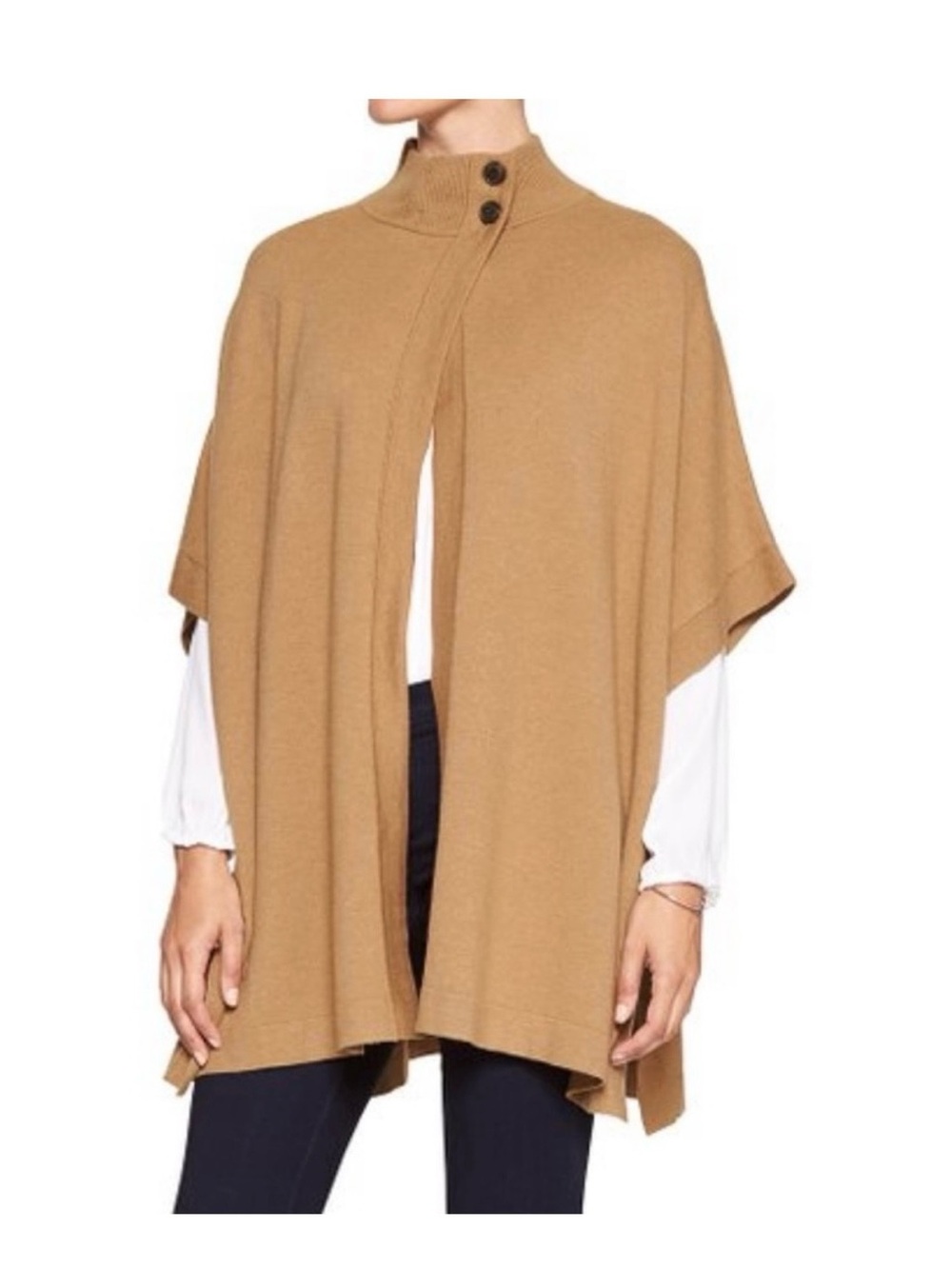 Banana Republic Factory Camel Button-Closure Poncho